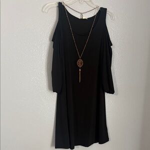 Elegant Black Cold Shoulder Dress